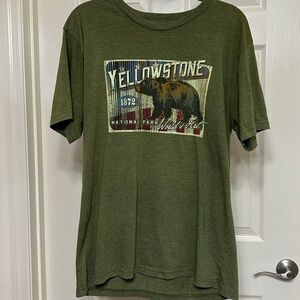 Olive Green Yellowstone Graphic T-Shirt Soft Cotton Poly 50/50 Royal Apparel